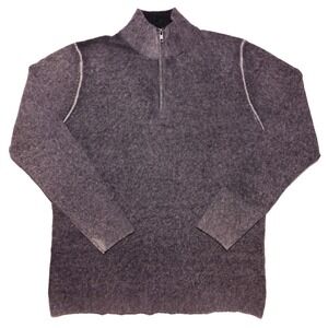 AUTUMN CASHMERE Men's 1/4 Zip‎ Pullover Sweater Gray Medium M